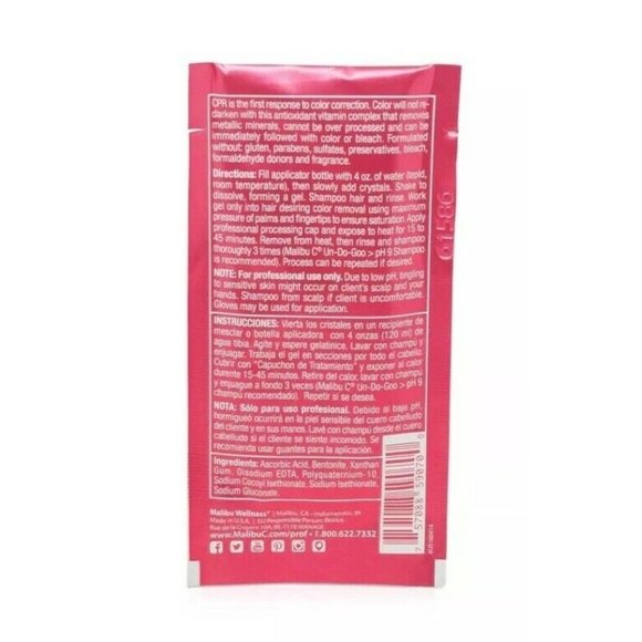 3 Malibu C CPR Packets and 3 Processing Caps Hair Color Stain Build Up Remover - Picture 3 of 12